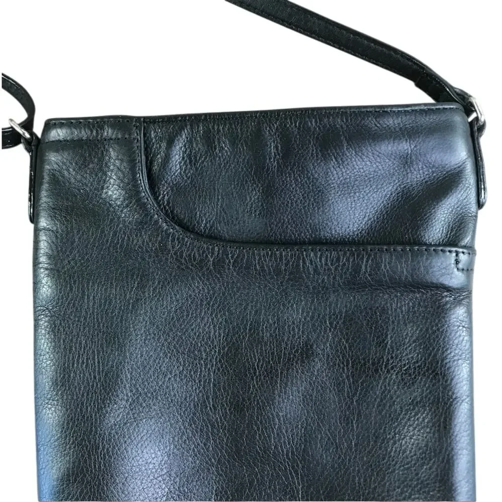 MARGOT Genuine Leather Messenger Crossbody Bag Black Everyday Comfort Travel